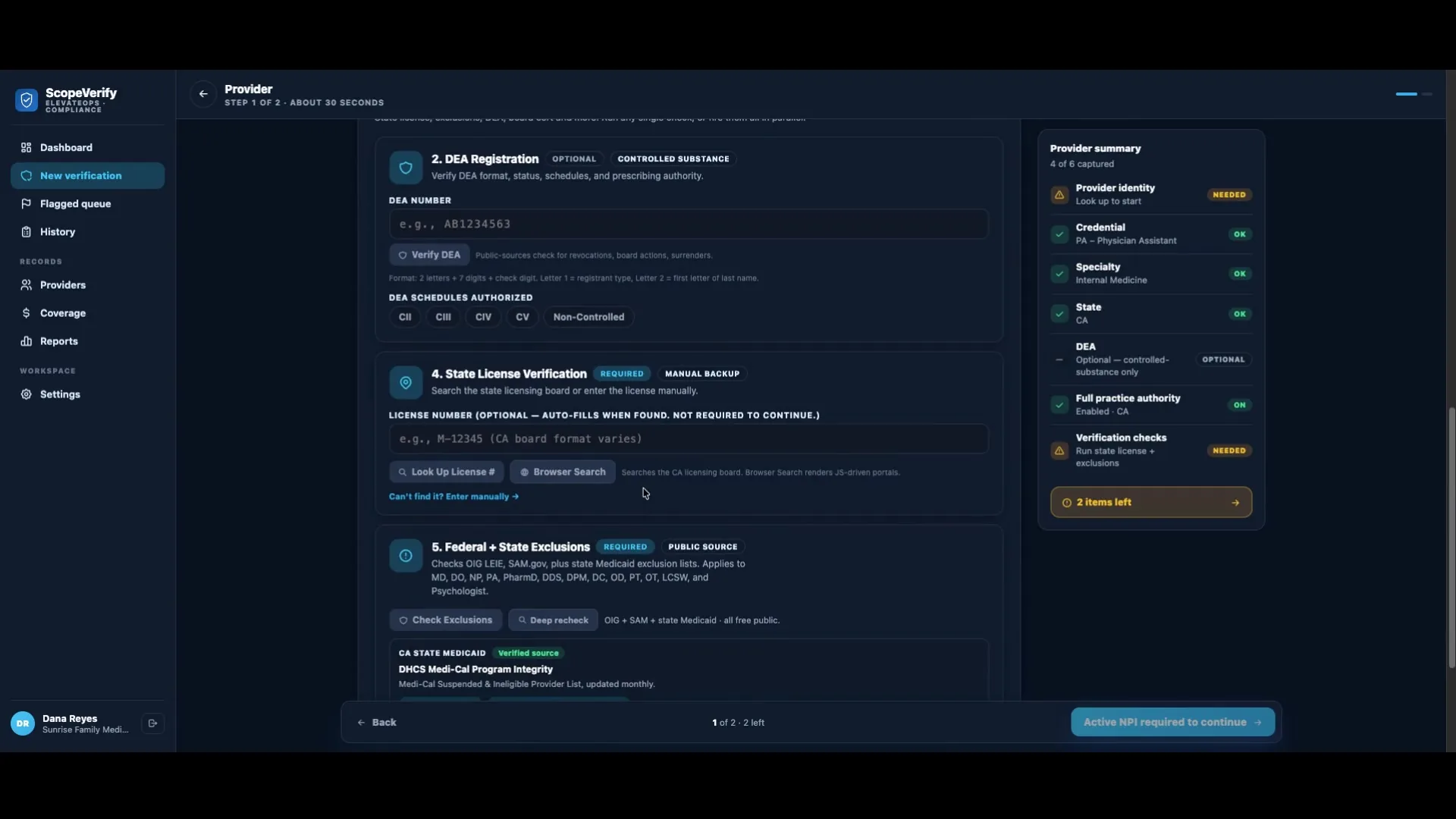 ScopeVerify — license and exclusion checks